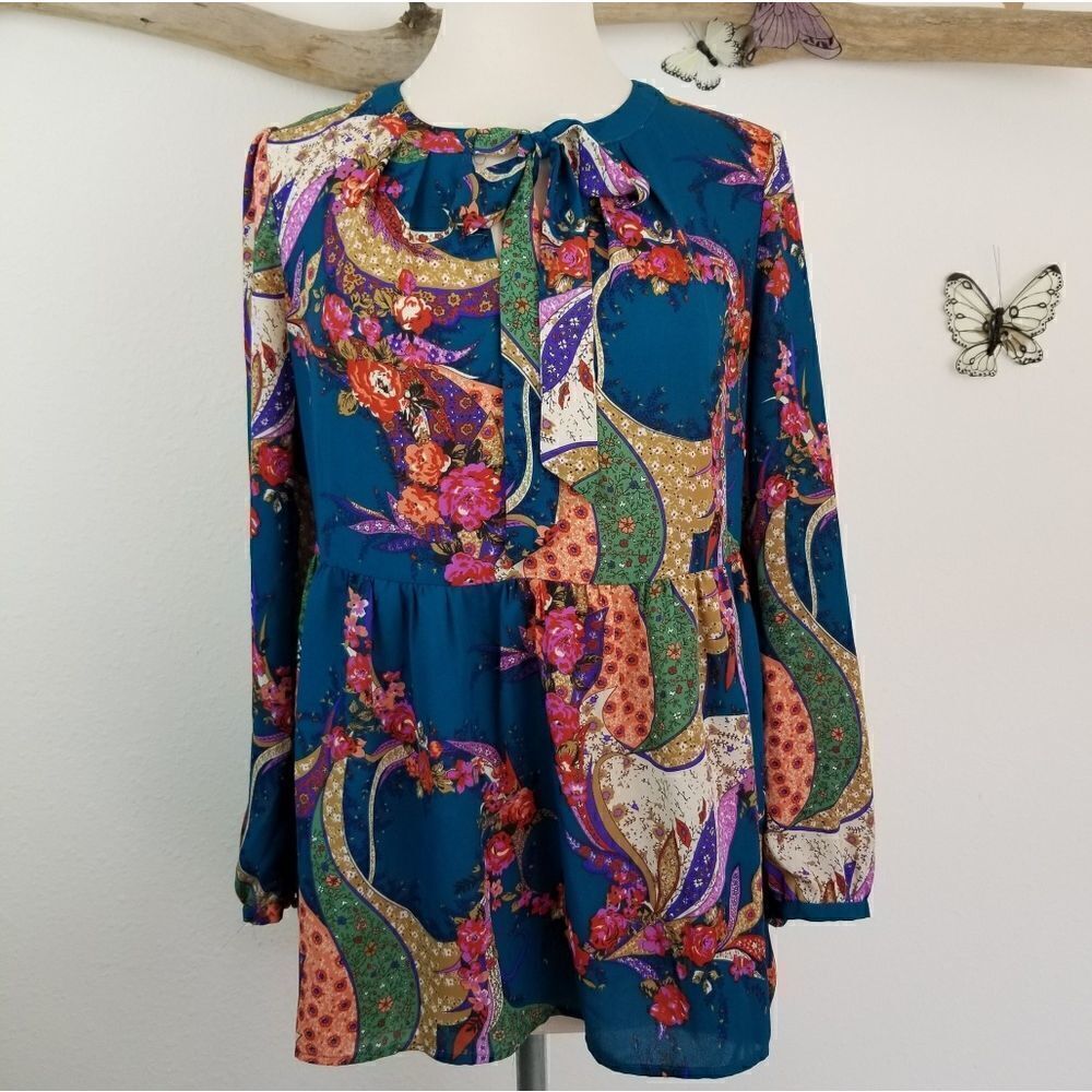 Daniel Rainn DR2 graphic floral neck tie tunic